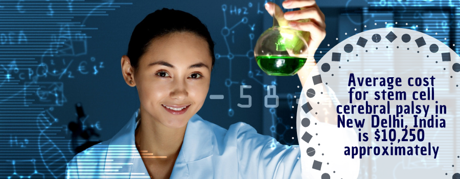 Average cost for stem cell cerebral palsy in New Delhi, India is $10,250 approximately